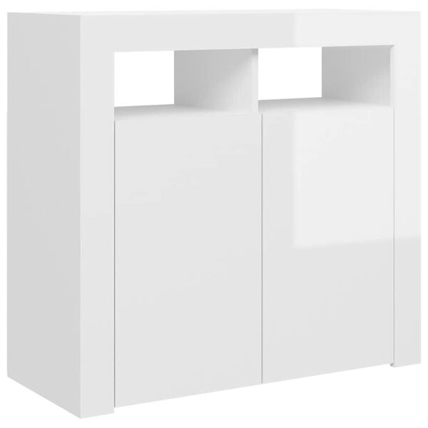 vidaXL Ντουλάπι με LED Γυαλιστερό Λευκό 80 x 35 x 75 εκ.