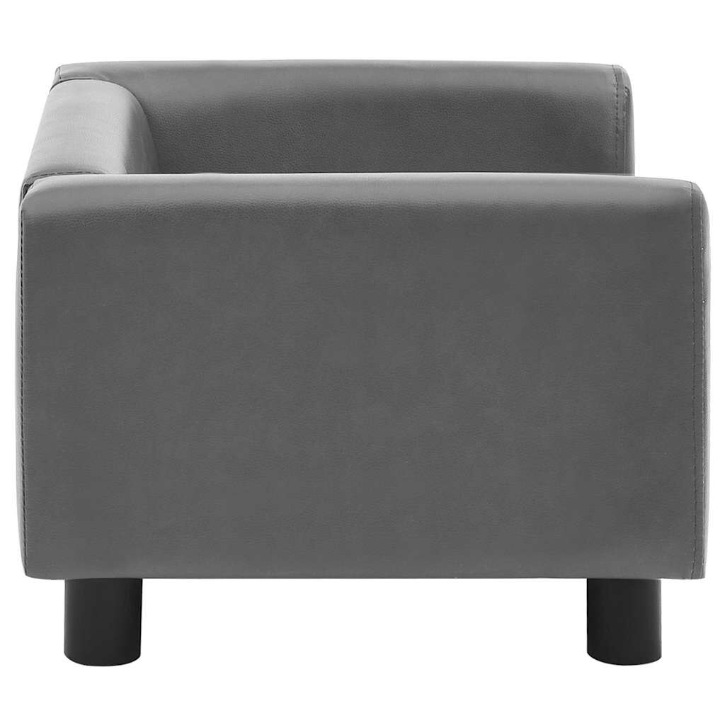 vidaXL Καναπές-Κρεβάτι Σκύλου Γκρι 60x43x30 εκ. Βελουτέ/Συνθετ. Δέρμα
