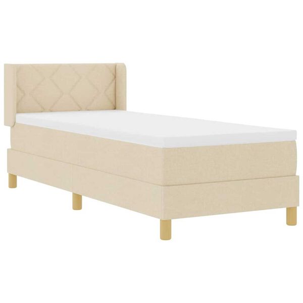 vidaXL Κρεβάτι με Ελατήρια με στρώμα Κρεμ 80 x 200 cm ύφασμα