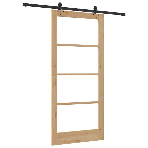 vidaXL Συρόμενη Πόρτα ORKDAL Καφέ 93 x 202 cm Ξύλο και μέταλλο