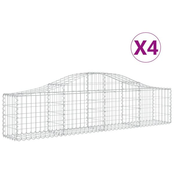 vidaXL Συρματοκιβώτια Τοξωτά 4 τεμ. 200x30x40/60 εκ. Γαλβαν. Ατσάλι