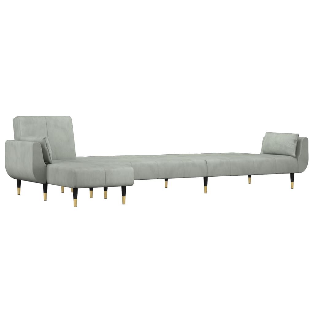 vidaXL Καναπές Κρεβάτι Γωνιακός Αν. Γκρι 275 x 140 x 70 εκ. Βελούδινος