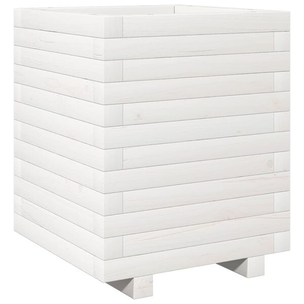 vidaXL Ζαρντινιέρα Λευκή 40x40x49,5 εκ. από Μασίφ Ξύλο Πεύκου