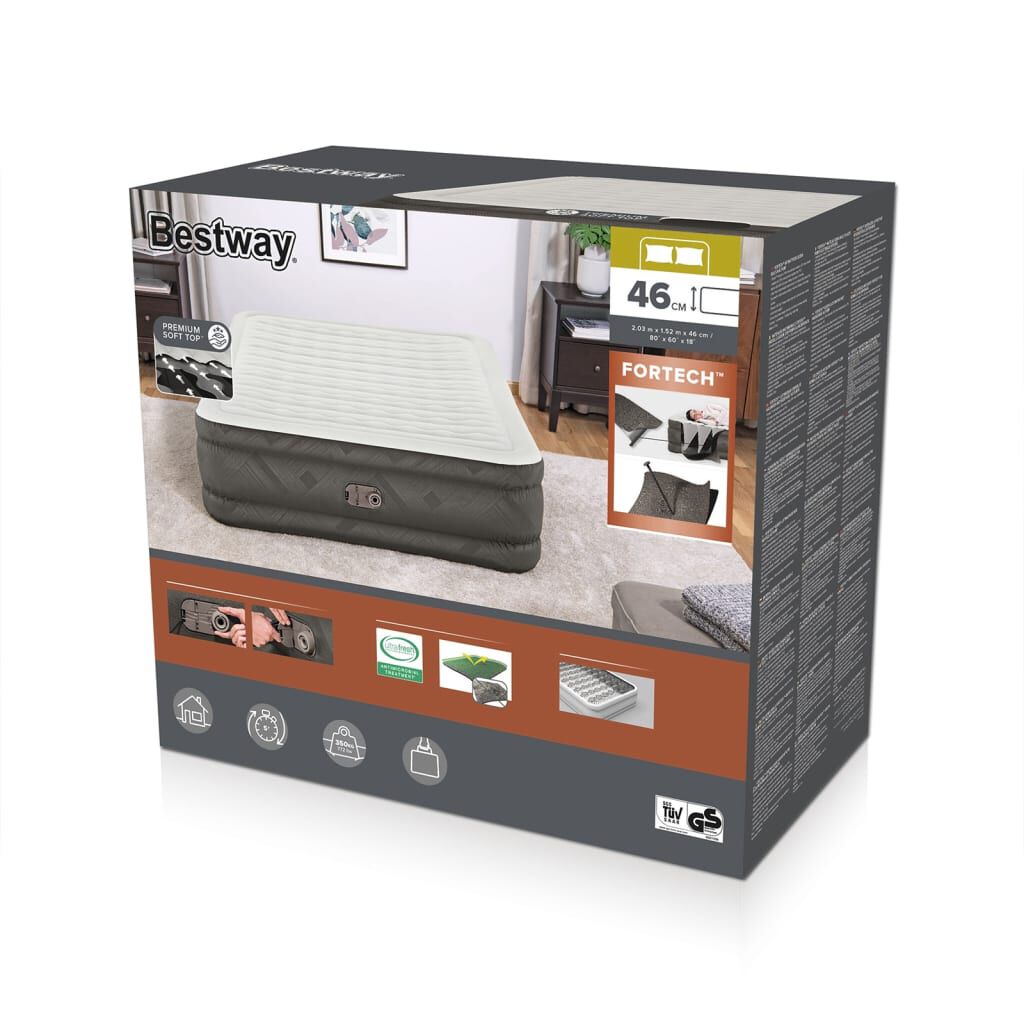 Bestway Στρώμα Ύπνου Φουσκωτό Fortech 203x152x46 εκ.+ Ενσωμ. Αντλία