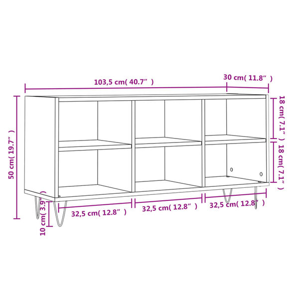 vidaXL Έπιπλο Τηλεόρασης Μαύρο 103,5x30x50 εκ. από Επεξεργασμένο Ξύλο