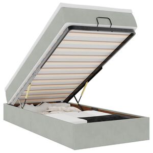 vidaXL Οθωμανικό κρεβάτι με στρώμα ανοιχτό γκρι 90x200cm Velvet