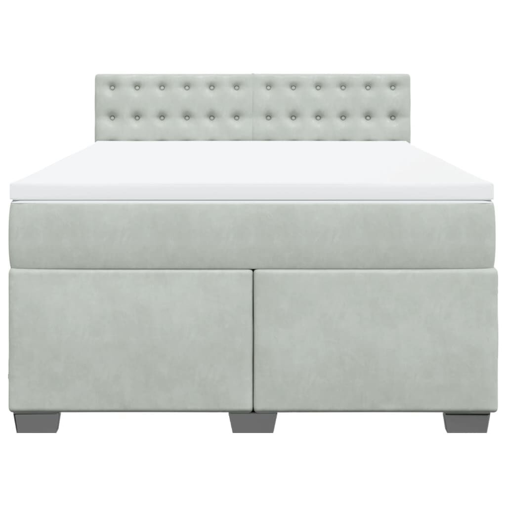 vidaXL Κρεβάτι Boxspring με Στρώμα Ανοιχτό Γκρι 140x190 εκ. Βελούδινο