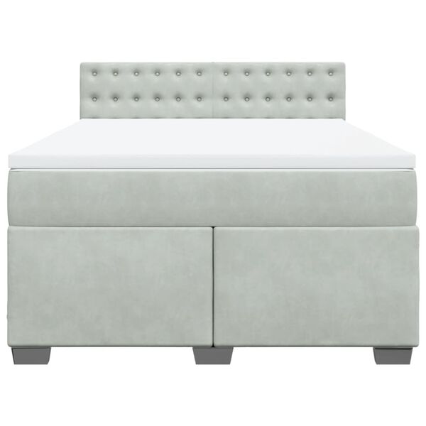 vidaXL Κρεβάτι Boxspring με Στρώμα Ανοιχτό Γκρι 140x190 εκ. Βελούδινο