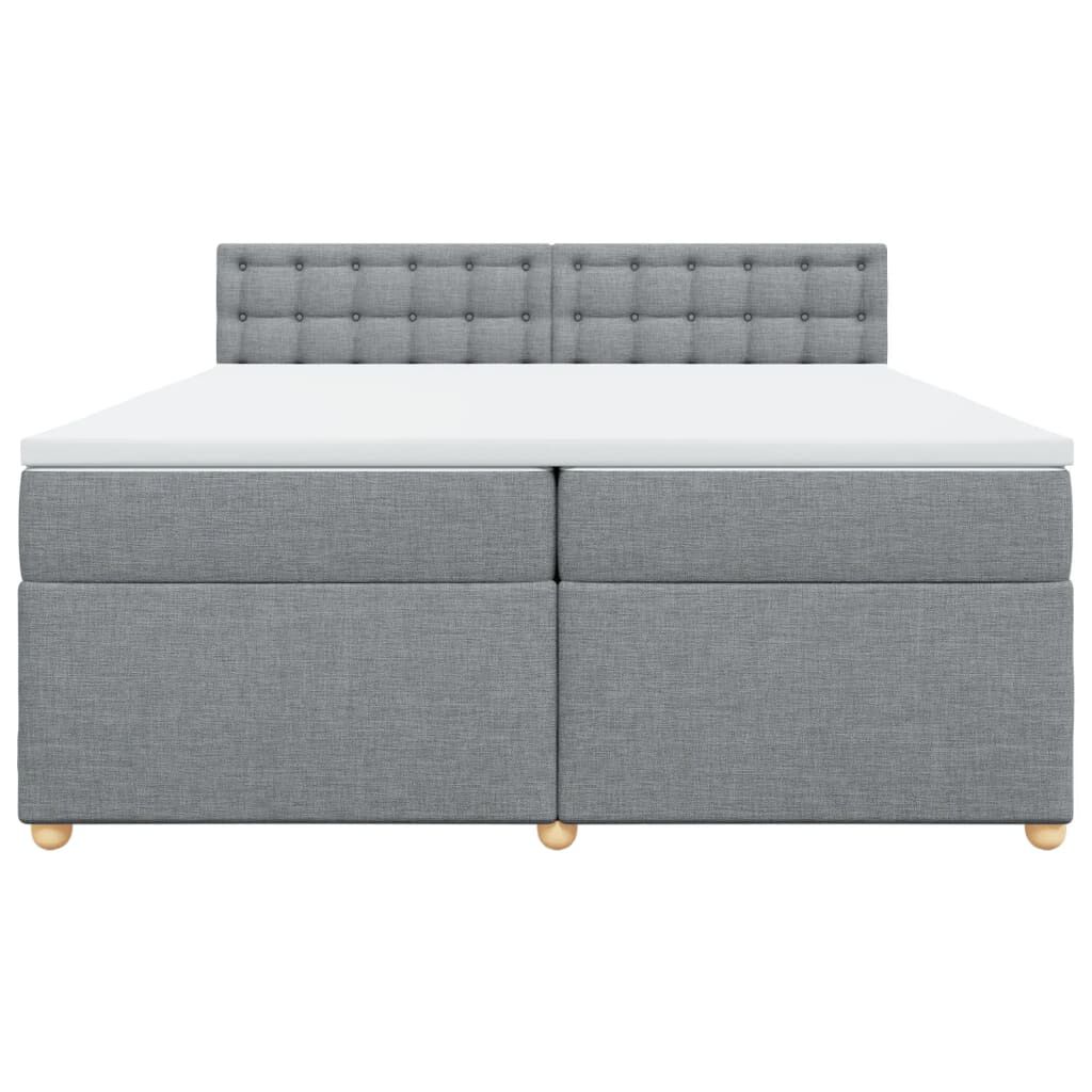 vidaXL Κρεβάτι Boxspring με Στρώμα Ανοιχτό Γκρι 200x200 εκ. Υφασμάτινο
