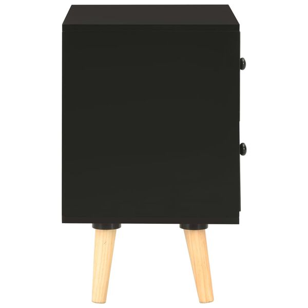 vidaXL Κομοδίνα 2 τεμ. Μαύρα 40 x 30 x 50 εκ. από Μασίφ Ξύλο Πεύκου