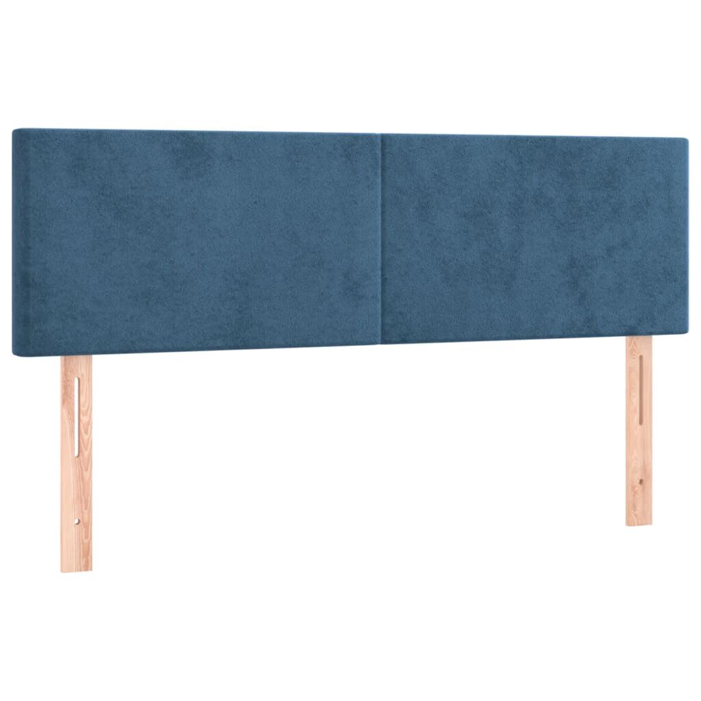vidaXL Κρεβάτι Boxspring με Στρώμα Σκούρο Μπλε 140x200 εκ. Βελούδινο
