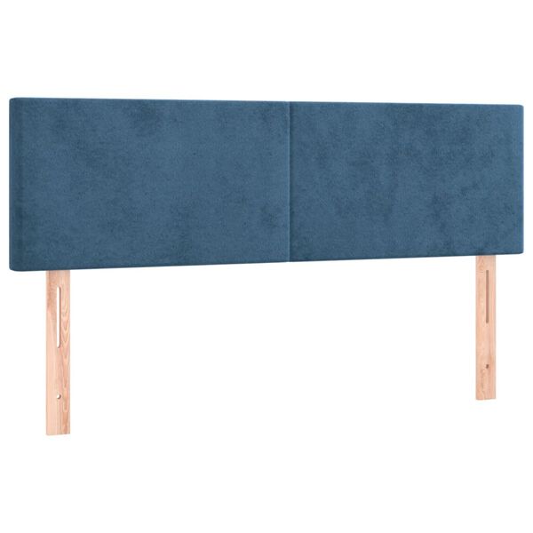 vidaXL Κρεβάτι Boxspring με Στρώμα Σκούρο Μπλε 140x200 εκ. Βελούδινο