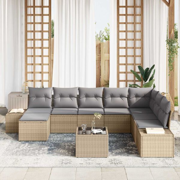 vidaXL Σετ Καναπέ Κήπου 9 pcs 319 x 209 x 85 εκ. Πολυ ράταν