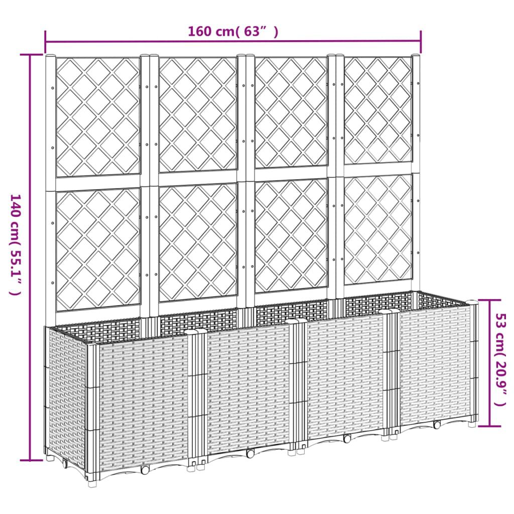 vidaXL Ζαρντινιέρα Κήπου με Καφασωτό Καφέ 160 x 40 x 140 εκ. από PP