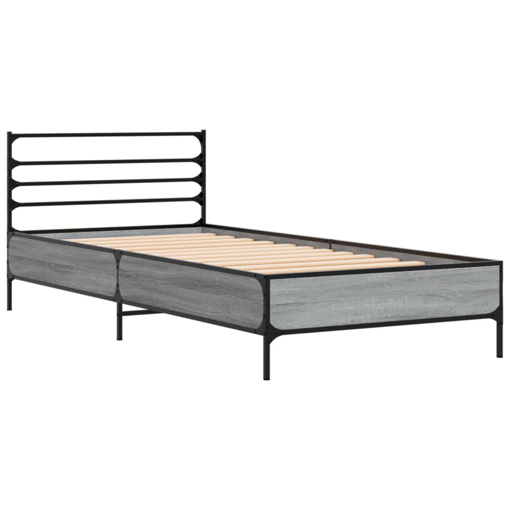 vidaXL Πλαίσιο Κρεβατιού Γκρι Sonoma 100x200 εκ. Επεξ. Ξύλο & Μέταλλο