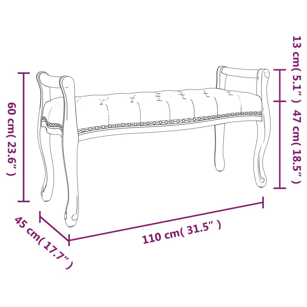 vidaXL Πάγκος Σκούρο Γκρι 110x45x60 εκ. Υφασμάτινος