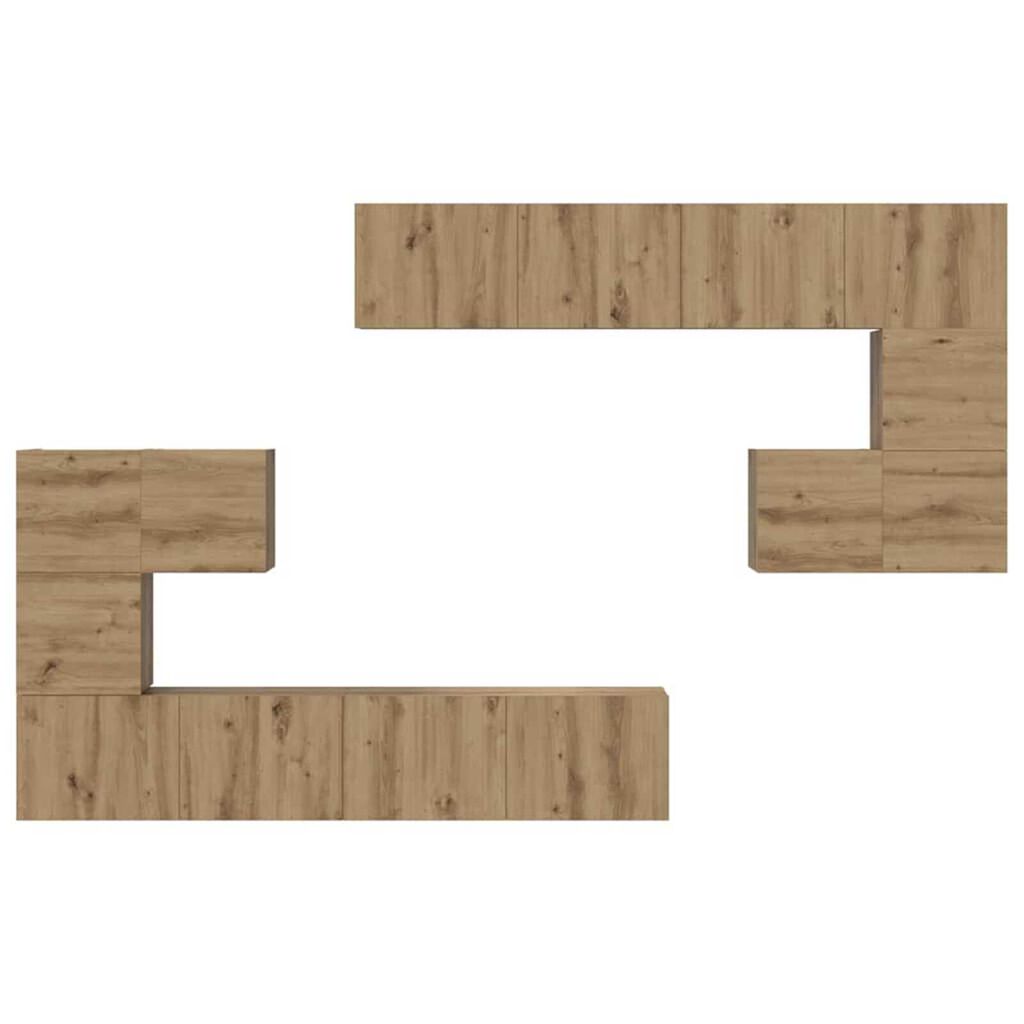 vidaXL Σετ επίπλου τηλεόρασης Επιτοίχιο 8 pcs artisan δρυς