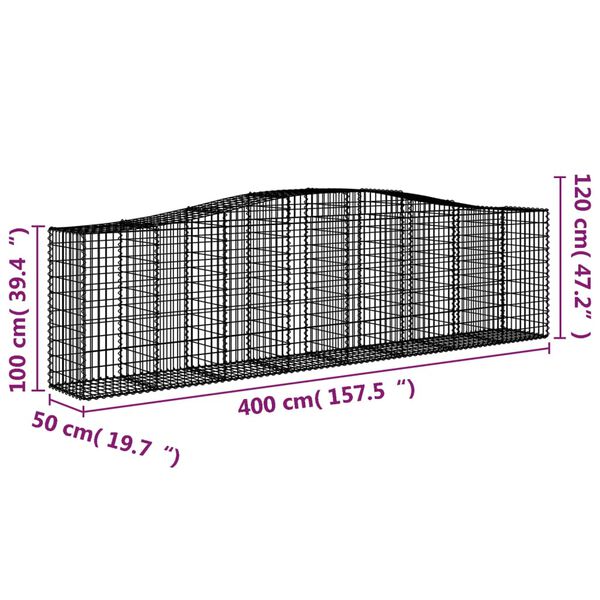 vidaXL Συρματοκιβώτια Τοξωτά 4 τεμ. 400x50x100/120 εκ. Γαλβαν. Ατσάλι