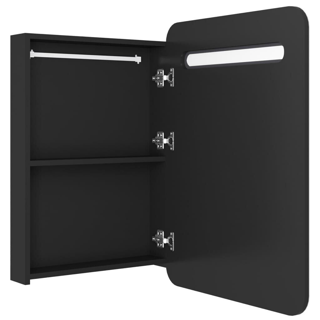 vidaXL Καθρέφτης Μπάνιου με Ντουλάπι / LED Μαύρο 60 x 11 x 80 εκ.