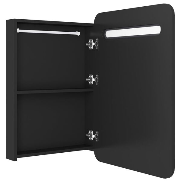 vidaXL Καθρέφτης Μπάνιου με Ντουλάπι / LED Μαύρο 60 x 11 x 80 εκ.