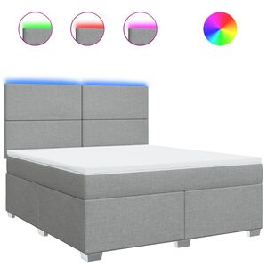 vidaXL Κρεβάτι Boxspring με Στρώμα Ανοιχτό Γκρι 180x200 εκ. Υφασμάτινο