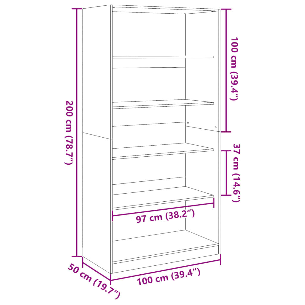 vidaXL Ντουλάπα Χρώμα Sonoma Δρυς 100x50x200εκ. από Επεξεργασμένο Ξύλο