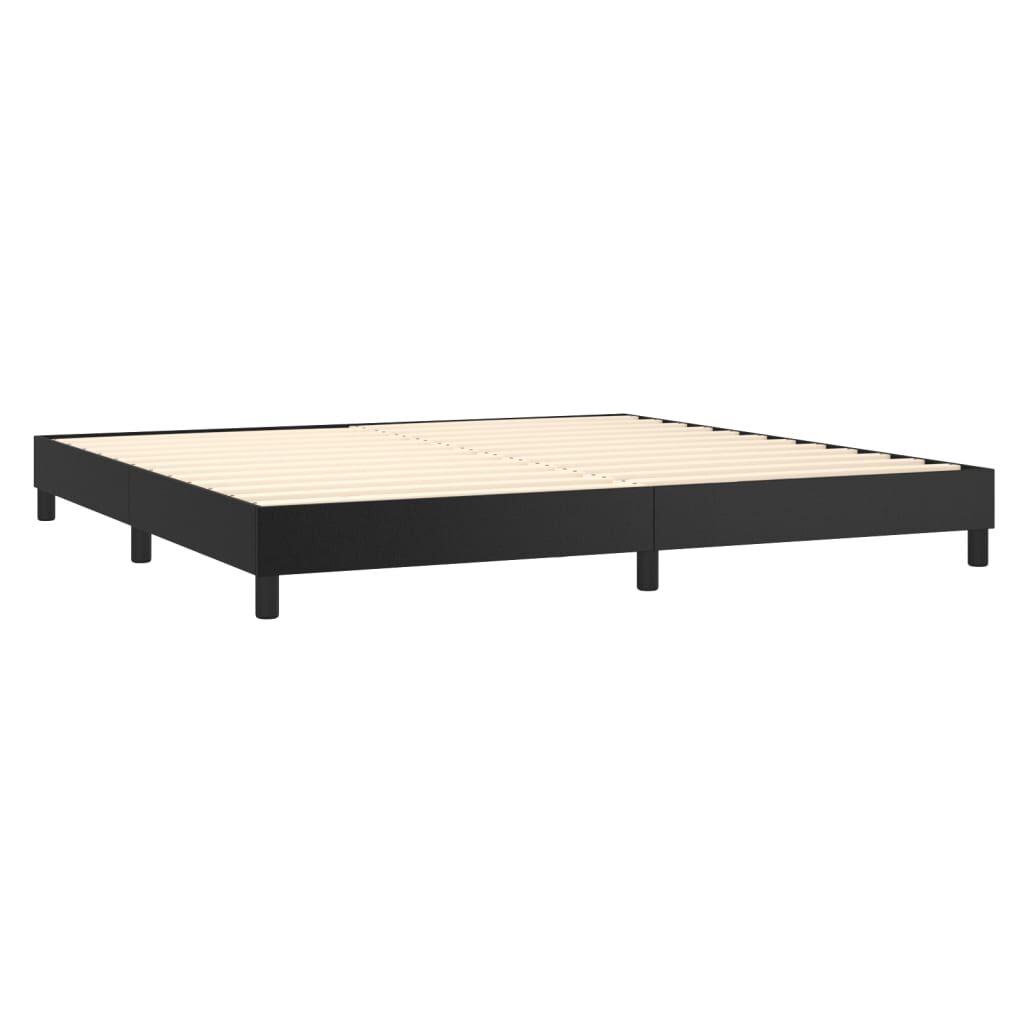 vidaXL Κρεβάτι Boxspring με Στρώμα & LED Μαύρο 200x200 εκ. Συνθ. Δέρμα