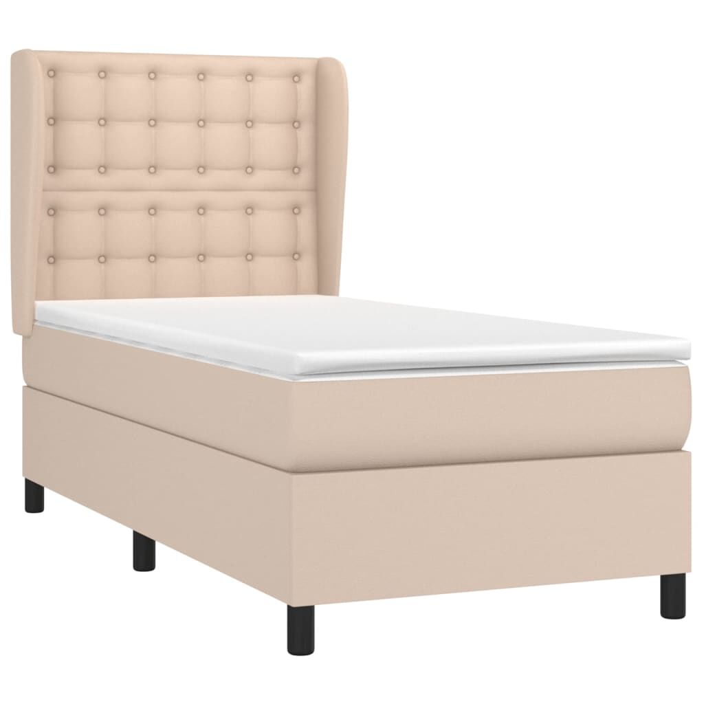 vidaXL Κρεβάτι Boxspring με Στρώμα Καπουτσίνο 100x200εκ.από Συνθ.Δέρμα
