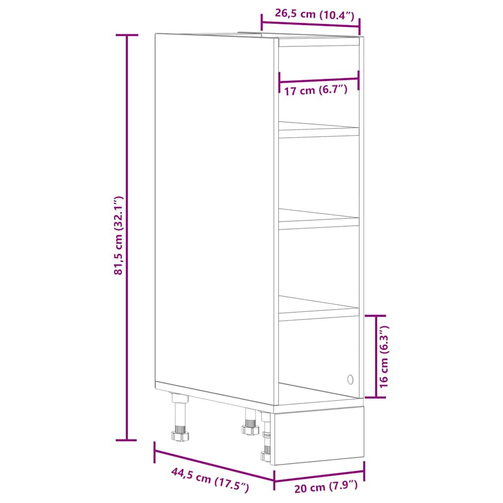 vidaXL Ντουλάπι Δαπέδου Riga Καφέ Δρυς 20x44,5x81,5 εκ. Μοριοσανίδα