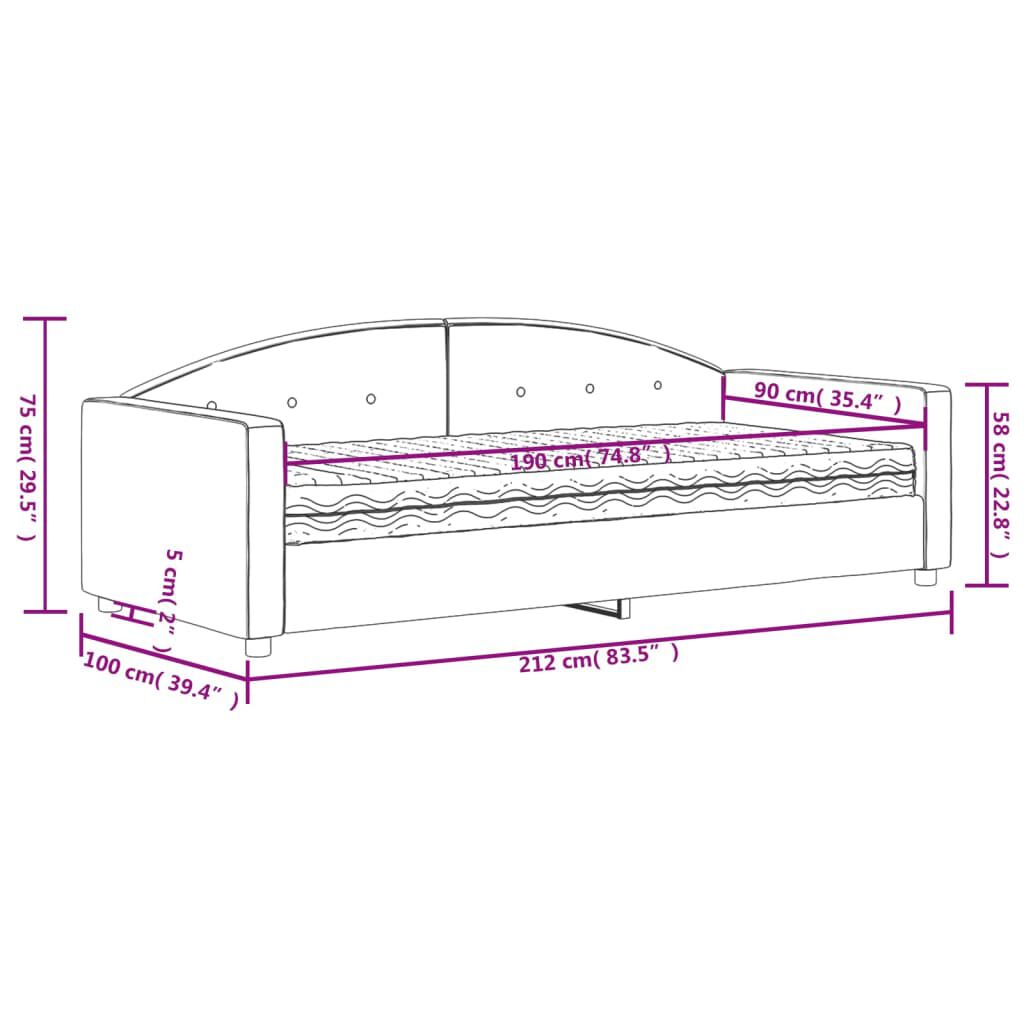 vidaXL Κρεβάτι ημέρας με στρώμα σκούρο γκρι 90x190 cm Βελούδο