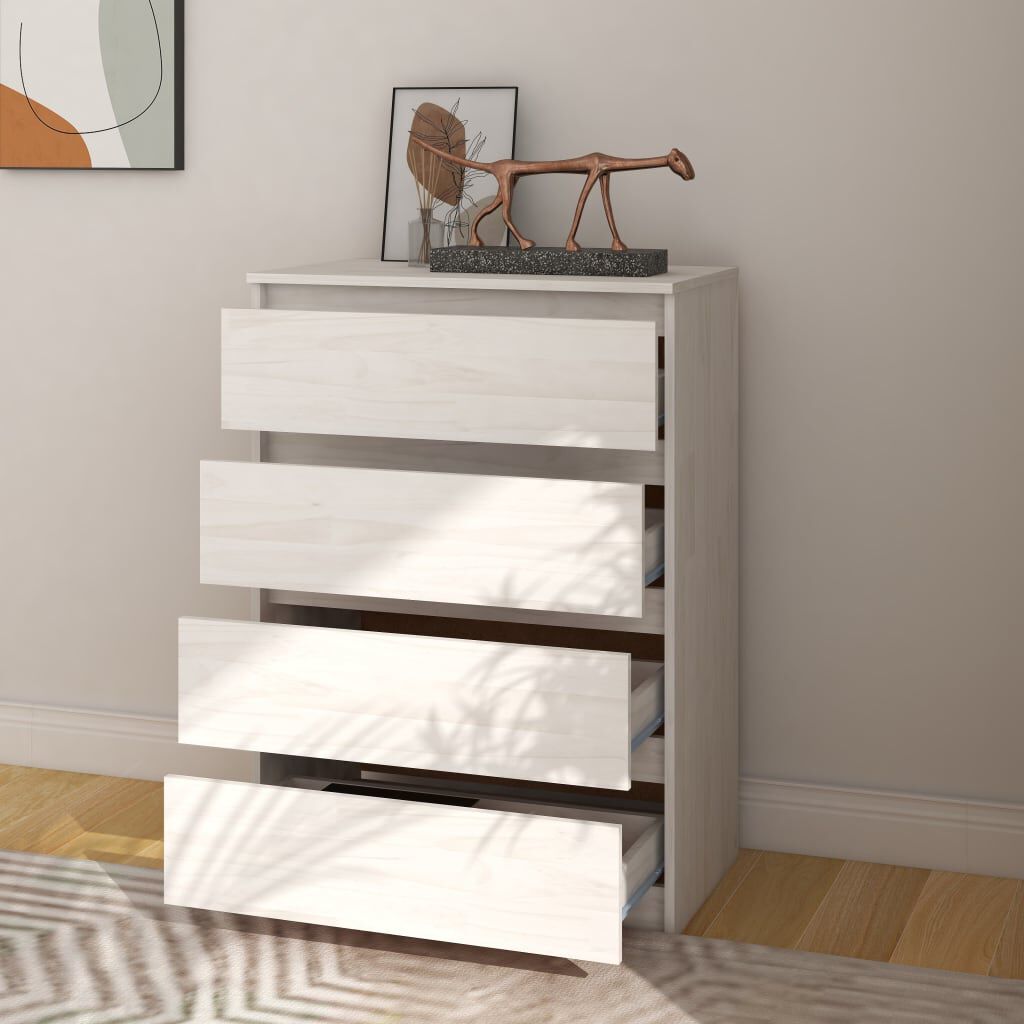 vidaXL Βοηθητικό Ντουλάπι Λευκό 60 x 36 x 84 εκ. από Μασίφ Ξύλο Πεύκου
