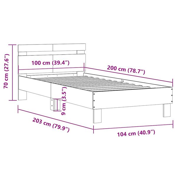 vidaXL Πλαίσιο Κρεβατιού με Κεφαλάρι Sonoma Δρυς 100x200εκ. Επεξ. Ξύλο