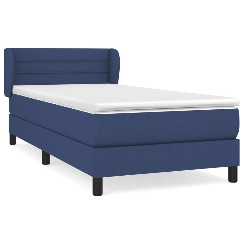 vidaXL Κρεβάτι Boxspring με Στρώμα Μπλε 90x190 εκ.Υφασμάτινο