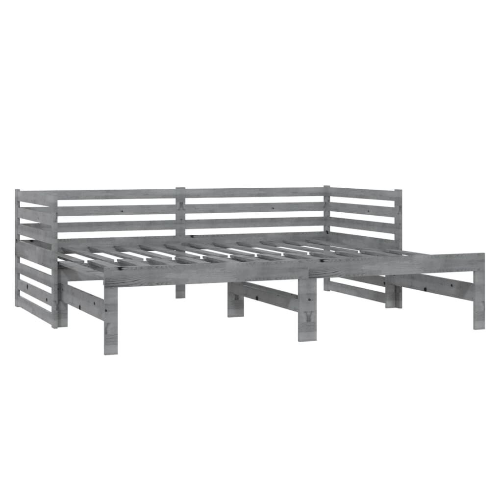 vidaXL Καναπές Κρεβάτι Γκρι 2 x (90 x 200) εκ. από Μασίφ Ξύλο Πεύκου