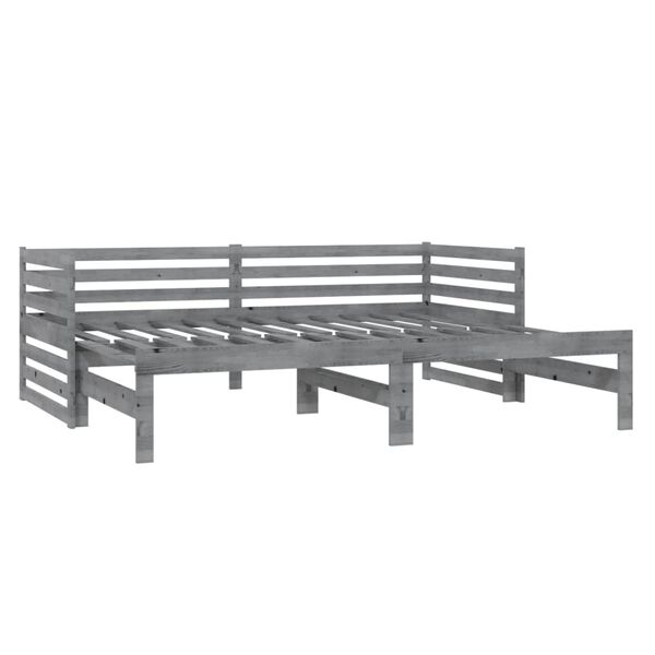 vidaXL Καναπές Κρεβάτι Γκρι 2 x (90 x 200) εκ. από Μασίφ Ξύλο Πεύκου