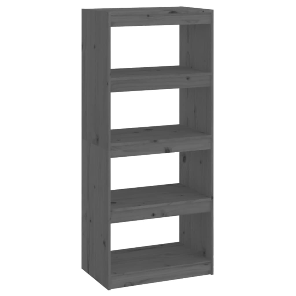 vidaXL Βιβλιοθήκη/Διαχωριστικό Χώρου Γκρι 60x30x135,5 εκ. Μασίφ Πεύκο
