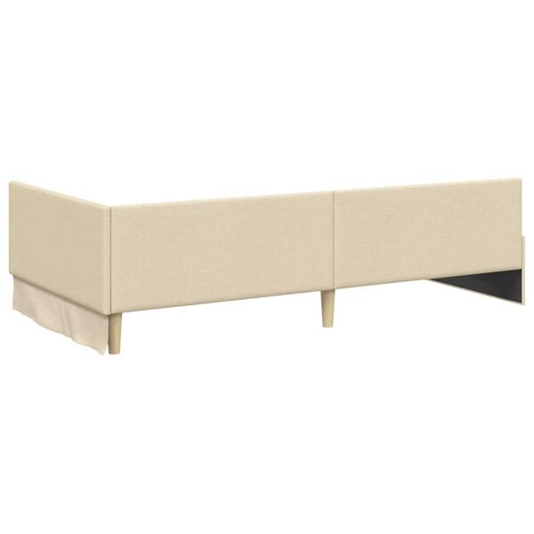 vidaXL Κρεβάτι Γωνίας Κρεμ 80 x 200 cm Ύφασμα και Έργο ξύλου