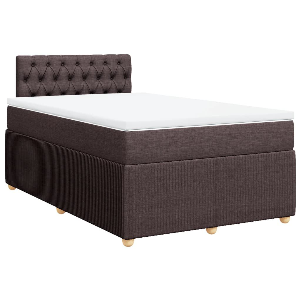 vidaXL Κρεβάτι Boxspring με Στρώμα Σκούρο Καφέ 120x190 εκ Υφασμάτινο