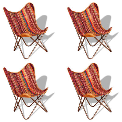 vidaXL Καρέκλες Πεταλούδα 4 τεμ. Πολύχρωμες από Ύφασμα Chindi