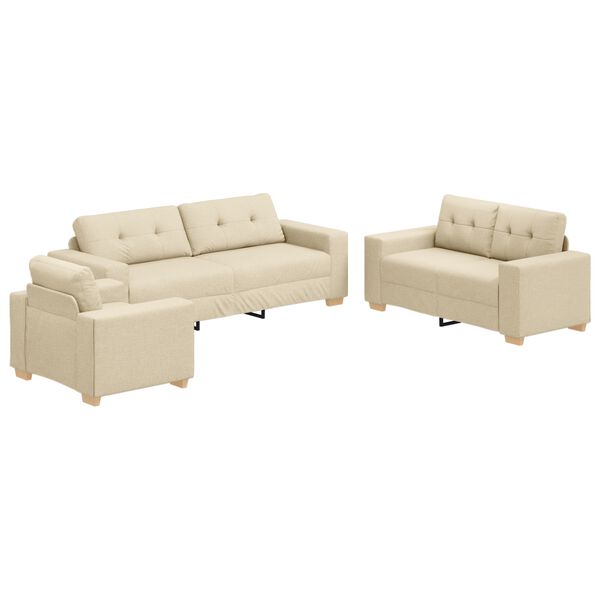 vidaXL Σετ Καναπέ με μαξιλάρι με μαξιλάρι 3 pcs Κρεμ ύφασμα