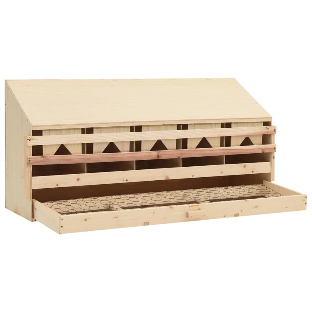 vidaXL Φωλιά για Κότες με 5 Θέσεις 117x33x54 εκ. από Μασίφ Ξύλο Πεύκου