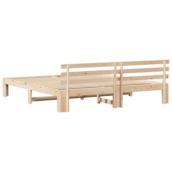 vidaXL Σκελετός Κρεβατιού Καφέ 200 x 200 cm Μασίφ ξύλο πεύκου