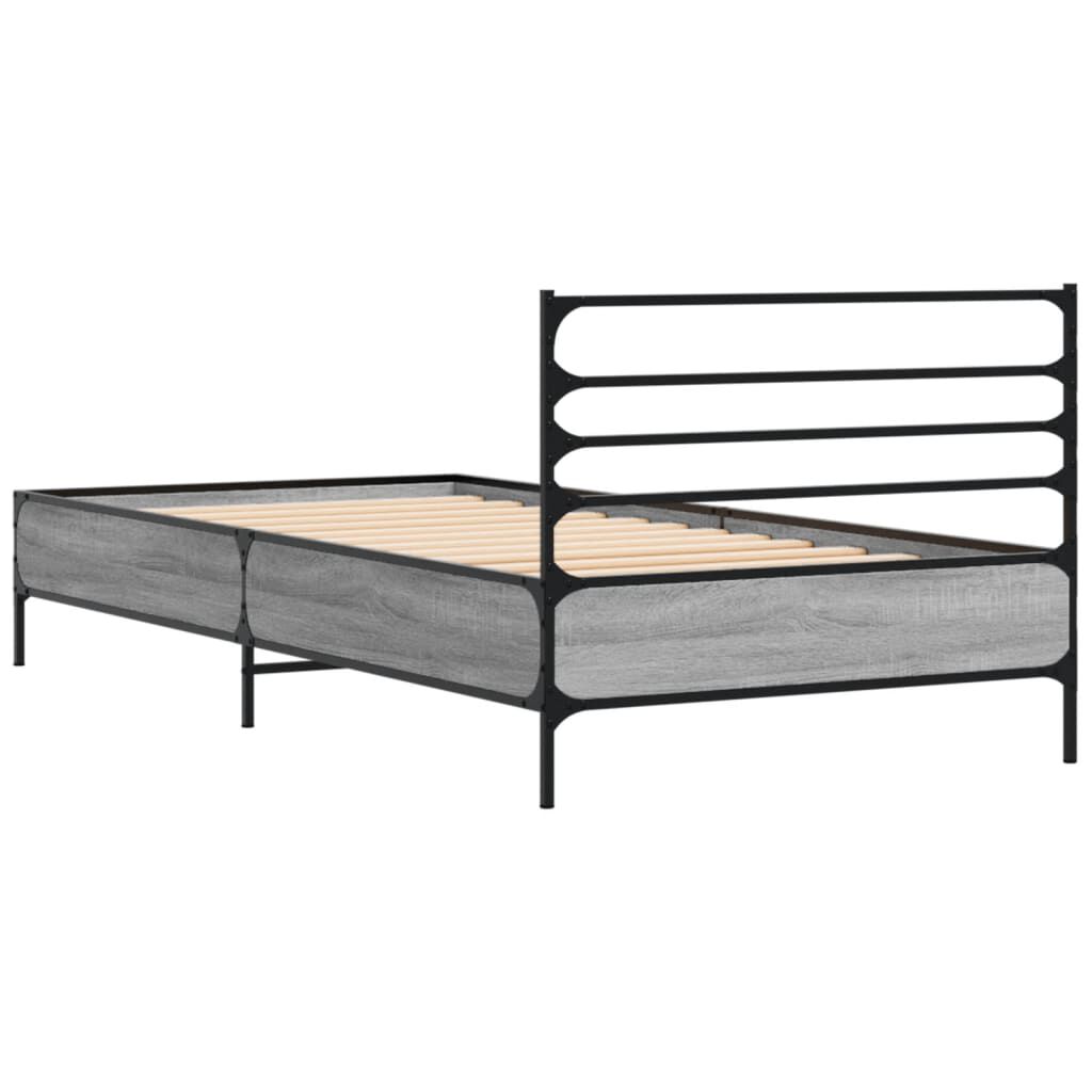 vidaXL Πλαίσιο Κρεβατιού Γκρι Sonoma 100x200 εκ. Επεξ. Ξύλο & Μέταλλο