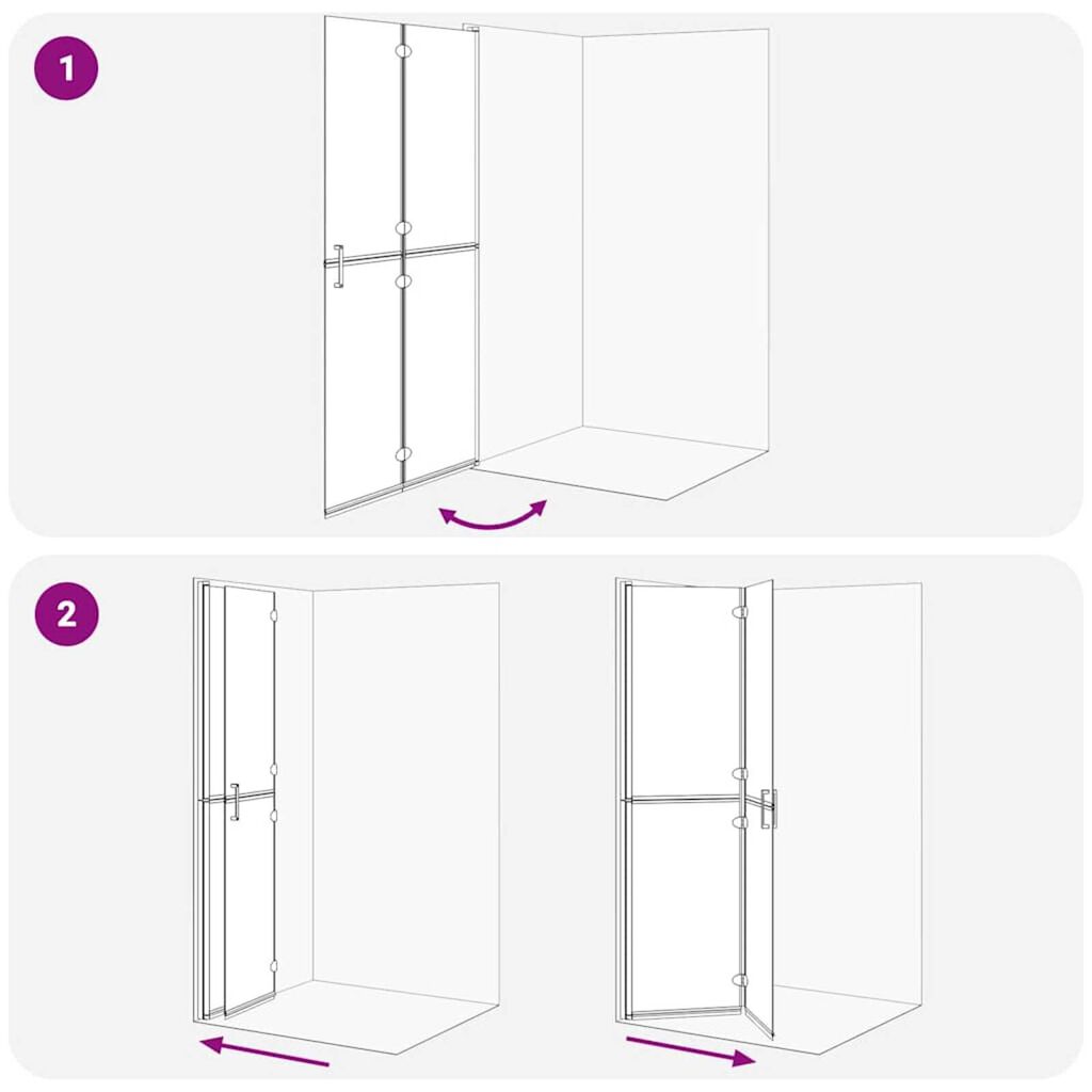 vidaXL Τοίχος ντους Walk-in Μαύρο και σκούρο διαφανές 100 x 190 cm