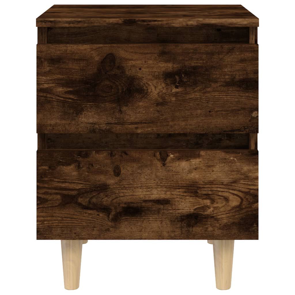vidaXL Κομοδίνο Καπνιστή Δρυς 40 x 35 x 30 εκ. με Μασίφ Ξύλινα Πόδια
