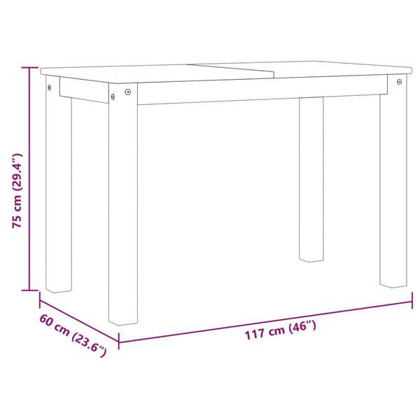 vidaXL Τραπεζαρία Panama Λευκό 117 x 60 x 75 εκ. από Μασίφ Ξύλο Πεύκου