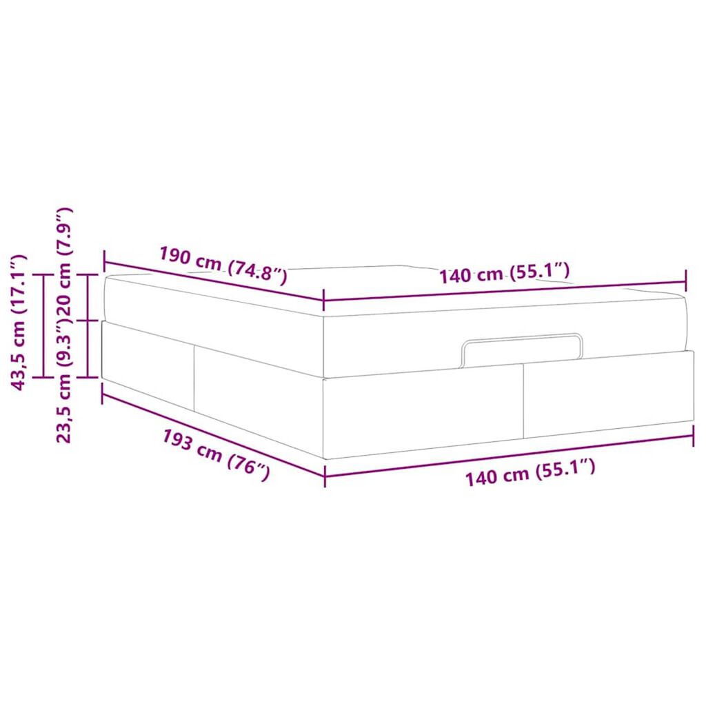 vidaXL Σκελετός κρεβατιού με στρώμα Μαύρο 140 x 190 cm Τεχνητό δέρμα