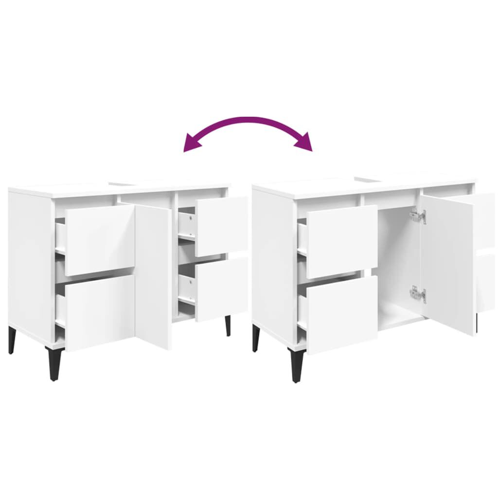 vidaXL Ντουλάπι Νιπτήρα Γυαλ. Λευκό 80x33x60 εκ. Επεξεργασμένο Ξύλο