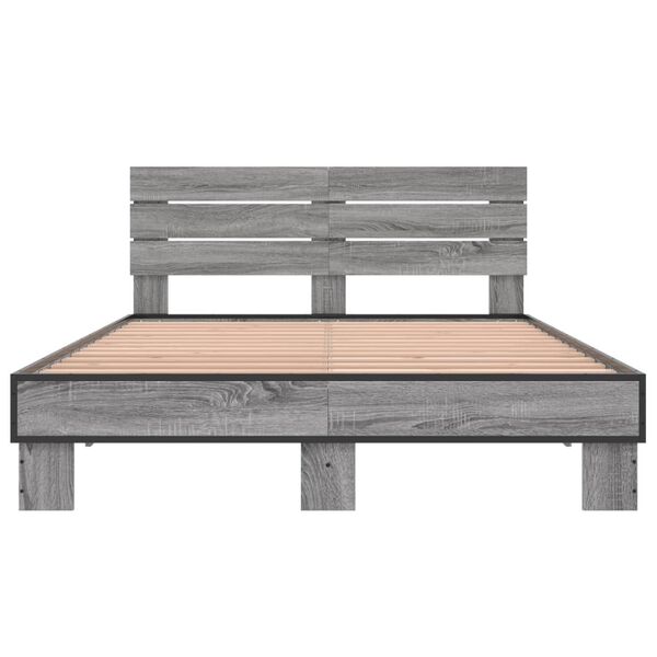 vidaXL Πλαίσιο Κρεβατιού Γκρι Sonoma 140x200 εκ. Επεξ. Ξύλο & Μέταλλο