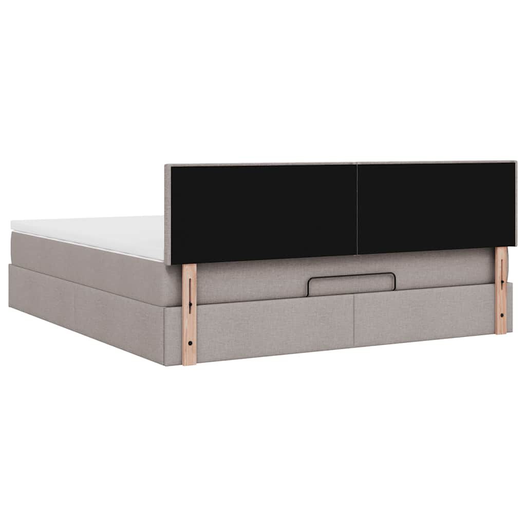 vidaXL Οθωμανικό κρεβάτι με στρώμα Taupe 180x200cm ύφασμα